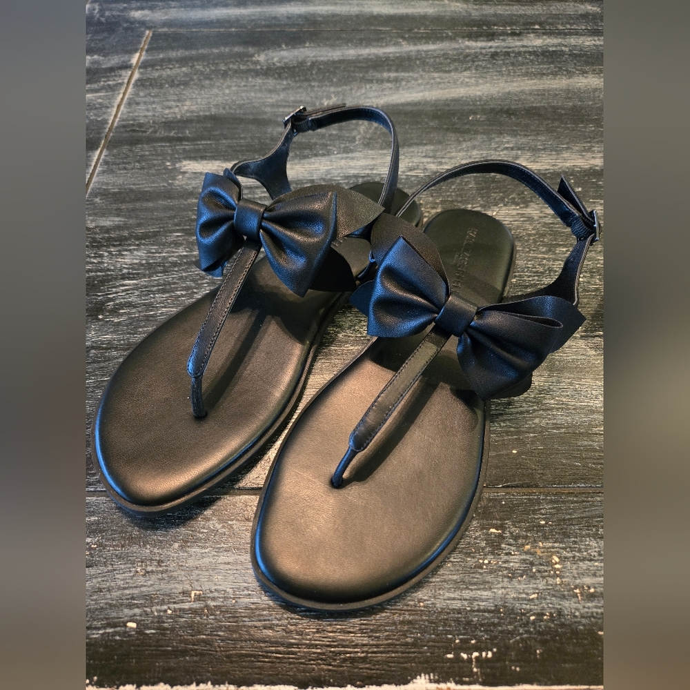 Karl Lagerfeld Black Leather Sandals - Picture 2 of 3